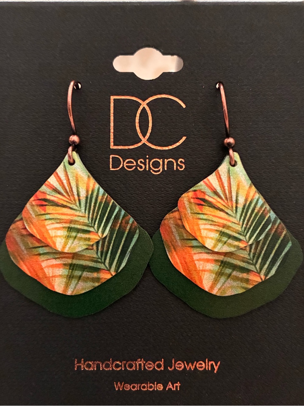 DC Designs Tropical Ginkgo Multilayer Earrings Drop Wire Wearable Art